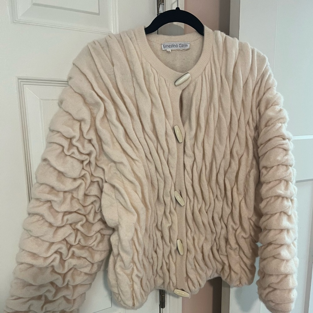 Cream Textured Women's Cardigan